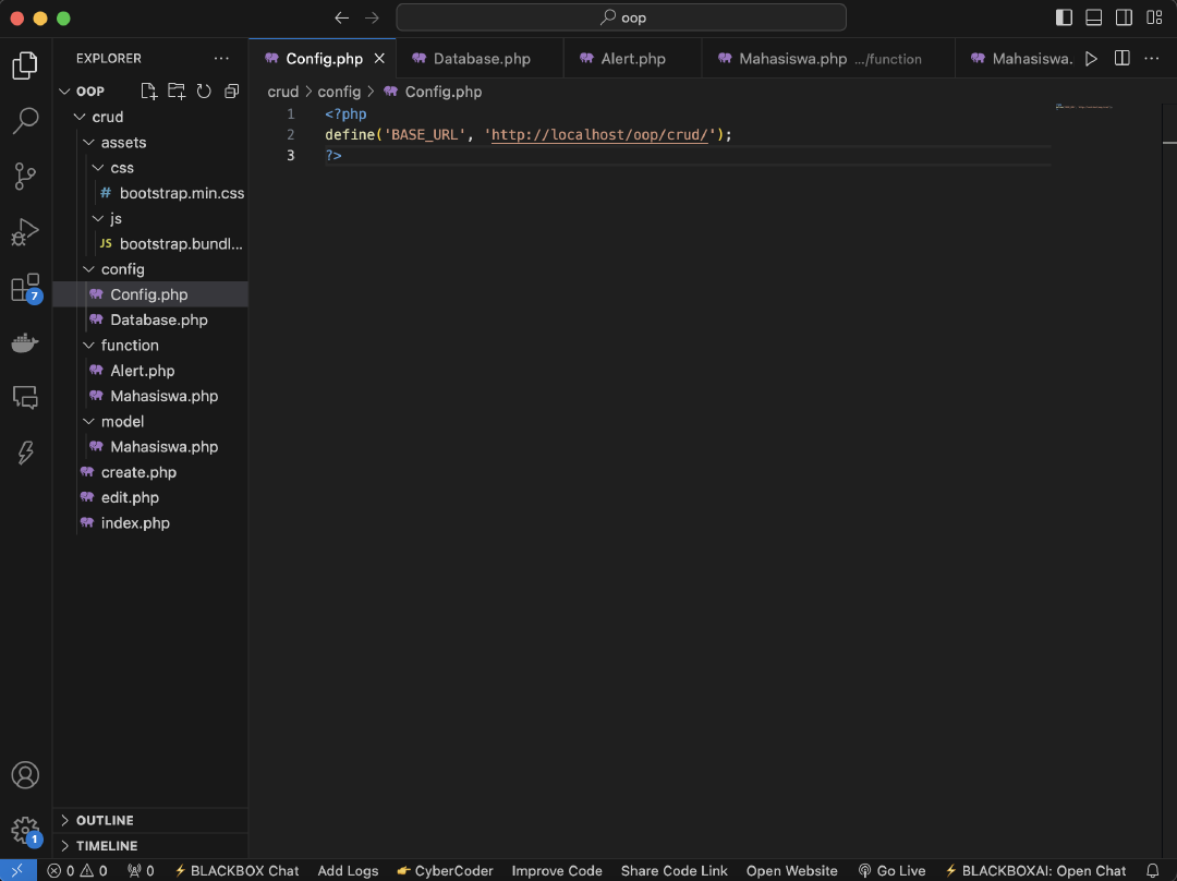 Struktur folder crud di dalam htdocs