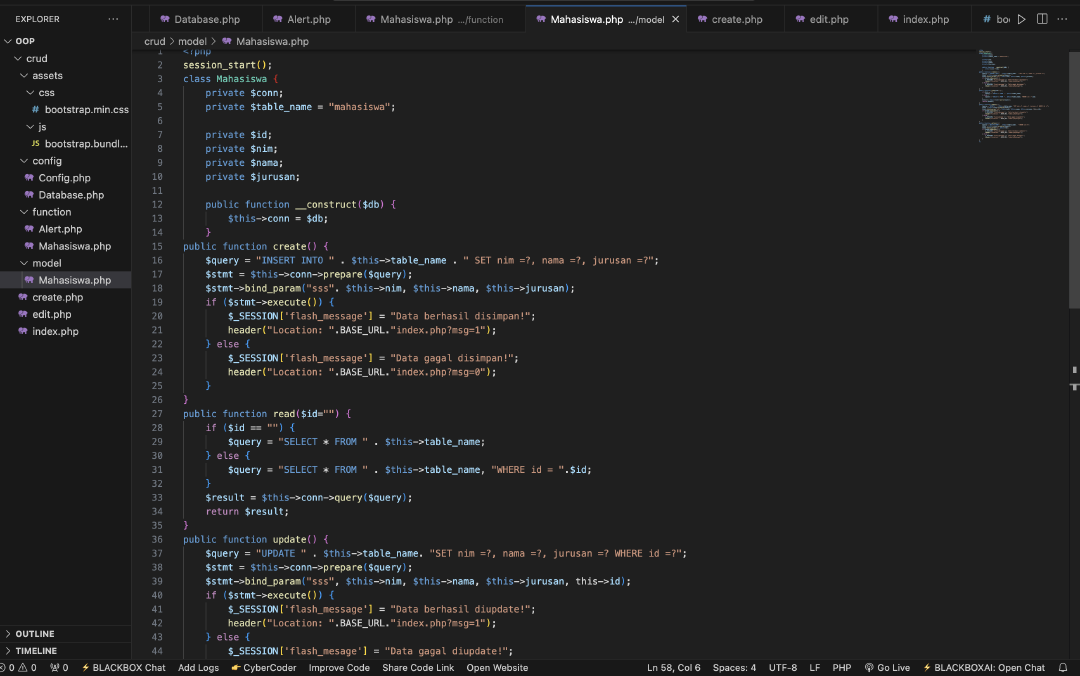 Class Mahasiswa dan konstruktor